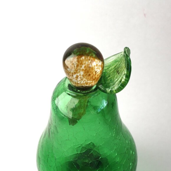 Vintage Art Glass Pear with Stopper Crackle Glass Green Decorative glass - Picture 3 of 9